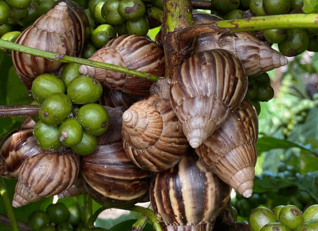 Infestação de caramujos